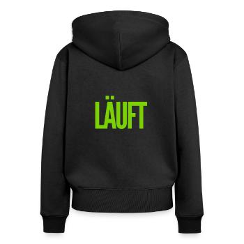 alles toll - Frauen Premium Bio Zip Hoodie - Schwarz - Hinten - Julia (174cm)