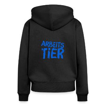 arbeiten geht immer - Frauen Premium Bio Zip Hoodie - Schwarz - Hinten - Julia (174cm)