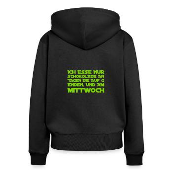 ich mag Schokolade - Frauen Premium Bio Zip Hoodie - Schwarz - Hinten - Julia (174cm)
