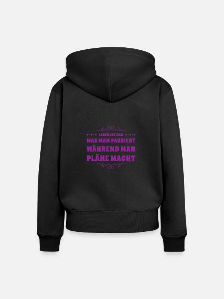plane nicht, lebe - Frauen Premium Bio Zip Hoodie - Schwarz