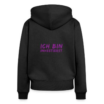 Investir, c’est merveilleux - Sweat à capuche zippé Premium bio Femme - noir - Dos - Julia (174cm)