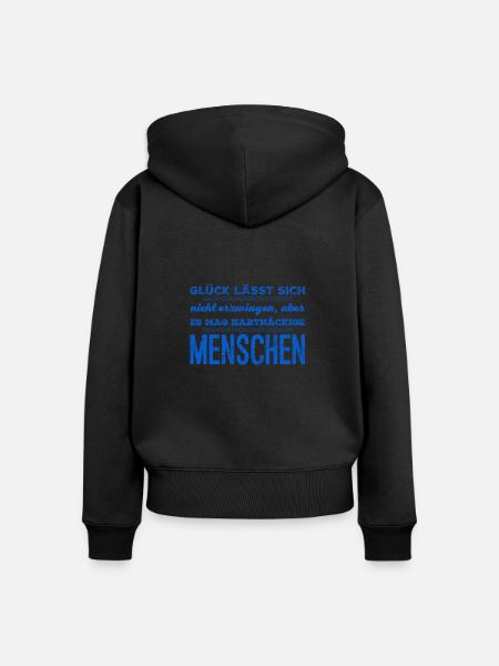 ich bin glücklich - Frauen Premium Bio Zip Hoodie - Schwarz