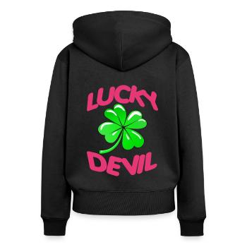Dear friends, family, partner, happiness, fun, life, sweet - Women's Premium Organic Zip Hoodie - black - Back - Julia (174cm)