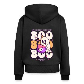 Boo Boo Boo Halloween Geist - Frauen Premium Bio Zip Hoodie - Schwarz - Hinten - Julia (174cm)