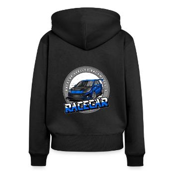 Rennwagen Rennauto - Frauen Premium Bio Zip Hoodie - Schwarz - Hinten - Julia (174cm)