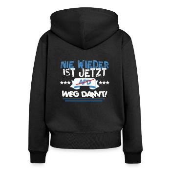 AfD stoppen gegen rechts Demokratie verteidigen - Frauen Premium Bio Zip Hoodie - Schwarz - Hinten - Julia (174cm)
