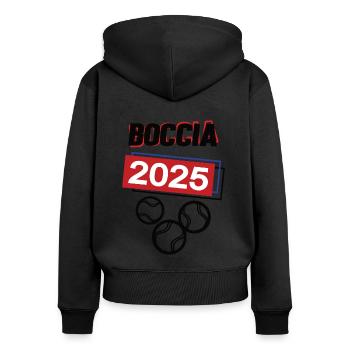 Boccia Spielerin Team Turnier Mannschaft 2025 - Frauen Premium Bio Zip Hoodie - Schwarz - Hinten - Julia (174cm)