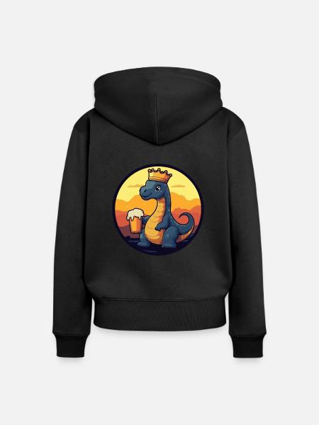 Dinosaurier brontosaurus Bier - Frauen Premium Bio Zip Hoodie - Schwarz