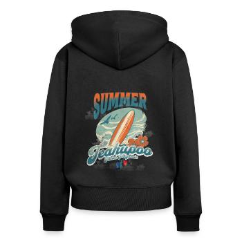 Summer Vibes 2024 Teahupoo - Frauen Premium Bio Zip Hoodie - Schwarz - Hinten - Julia (174cm)