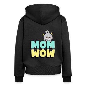 Mom wow. Meilleure maman - Sweat à capuche zippé Premium bio Femme - noir - Dos - Julia (174cm)