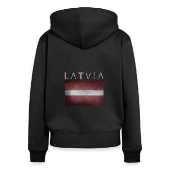 Latvia Latvia Riga Flag - Women's Premium Organic Zip Hoodie - black - Back - Julia (174cm)