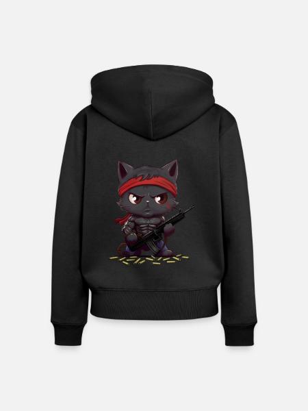 Rambo's Kitty Vendetta - Frauen Premium Bio Zip Hoodie - Schwarz