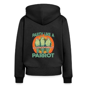 Perruche Perruche Oiseau Perruche Propriétaire - Sweat à capuche zippé Premium bio Femme - noir - Dos - Julia (174cm)