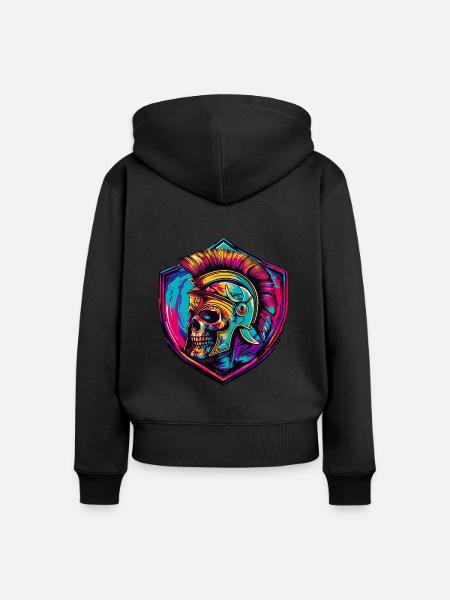 Spartaner Skelett Gladiator - Frauen Premium Bio Zip Hoodie - Schwarz
