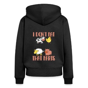 Véganisme végétalien Sans viande Vie végétalienne - Sweat à capuche zippé Premium bio Femme - noir - Dos - Julia (174cm)