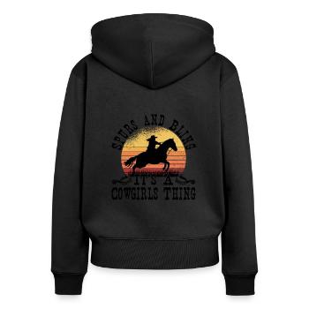 Rodeo Western Cowboy Wild West Retro - Women's Premium Organic Zip Hoodie - black - Back - Julia (174cm)