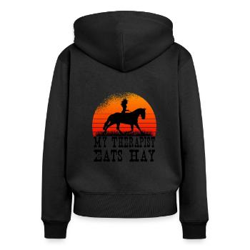 Rodeo Western Cowboy Wilder Westen - Frauen Premium Bio Zip Hoodie - Schwarz - Hinten - Julia (174cm)