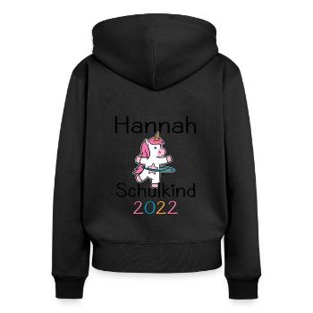 Einschulung 2022 Hannah Einhorn Erstklässler 2022 - Frauen Premium Bio Zip Hoodie - Schwarz - Hinten - Julia (174cm)