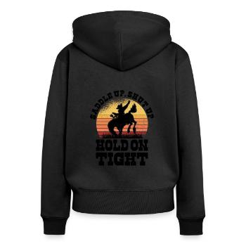 Rodéo Western Cowboy Wild West Retro Horse - Sweat à capuche zippé Premium bio Femme - noir - Dos - Julia (174cm)