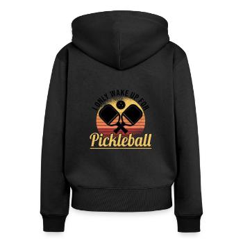 Pickleball Retro Liebe Dinking Pickleballspieler - Frauen Premium Bio Zip Hoodie - Schwarz - Hinten - Julia (174cm)