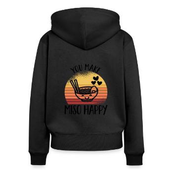 Miso Suppe Japan Japanisches Essen Kücke - Frauen Premium Bio Zip Hoodie - Schwarz - Hinten - Julia (174cm)