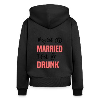JGA Mariage Mariage Jungesellenabschied Party - Sweat à capuche zippé Premium bio Femme - noir - Dos - Julia (174cm)