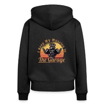 Muscel Car V8 Turbocompresseur Camion Voiture de course - Sweat à capuche zippé Premium bio Femme - noir - Dos - Julia (174cm)