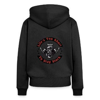 Muscel Car V8 Turbocharger Tuning Rennwagen - Frauen Premium Bio Zip Hoodie - Schwarz - Hinten - Julia (174cm)