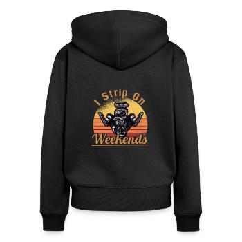 Muscel Car V8 Turbocharger Tuning Rennwagen - Frauen Premium Bio Zip Hoodie - Schwarz - Hinten - Julia (174cm)