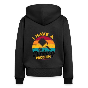 Pickleball Player Dinking Love Pickleball Retro - Women's Premium Organic Zip Hoodie - black - Back - Julia (174cm)