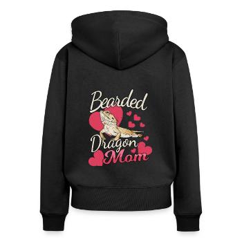 Bartagame Mama Echse Reptil Haustier Terrarium - Frauen Premium Bio Zip Hoodie - Schwarz - Hinten - Julia (174cm)