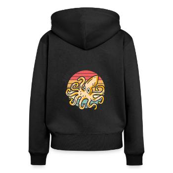 Poulpe Poulpe Tentacule de mer Poulpe Poulpe Poulpe Poulpe - Sweat à capuche zippé Premium bio Femme - noir - Dos - Julia (174cm)