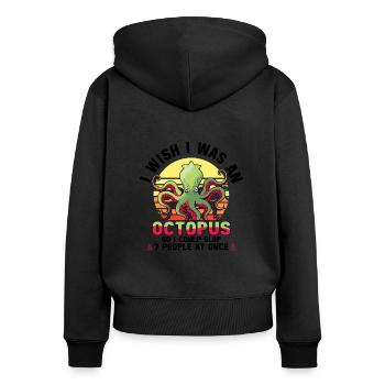 Octopus Octopus Sea Tentacle Octopus Octopus Octopus - Women's Premium Organic Zip Hoodie - black - Back - Julia (174cm)