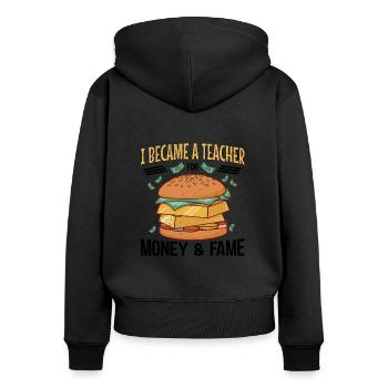 Enseignante au primaire Éducatrice de maternelle - Sweat à capuche zippé Premium bio Femme - noir - Dos - Julia (174cm)