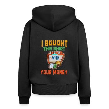 Casino Gambling Slot Machine Card Game - Women's Premium Organic Zip Hoodie - black - Back - Julia (174cm)