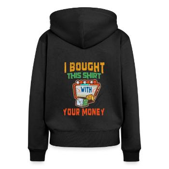 Casino Gambling Slot Machine à sous Jeu de cartes - Sweat à capuche zippé Premium bio Femme - noir - Dos - Julia (174cm)