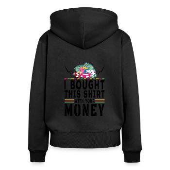 Casino Gambling Slot Machine Card Game - Women's Premium Organic Zip Hoodie - black - Back - Julia (174cm)