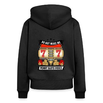 Casino Gambling Slot Machine à sous Jeu de cartes - Sweat à capuche zippé Premium bio Femme - noir - Dos - Julia (174cm)