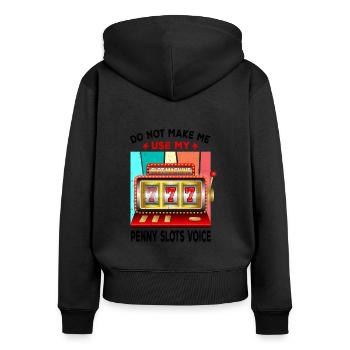 Casino Gambling Slot Machine à sous Jeu de cartes - Sweat à capuche zippé Premium bio Femme - noir - Dos - Julia (174cm)
