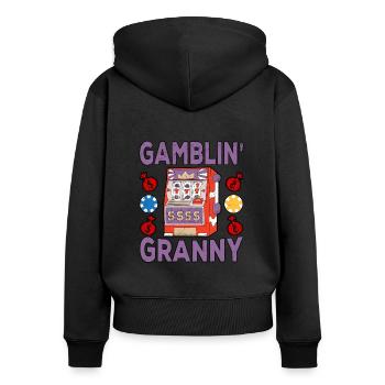 Kasino Glücksspiel Spielautomat Kartenspiel - Frauen Premium Bio Zip Hoodie - Schwarz - Hinten - Julia (174cm)