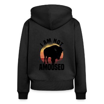 Buffle Bison Buffle Amérindien - Sweat à capuche zippé Premium bio Femme - noir - Dos - Julia (174cm)