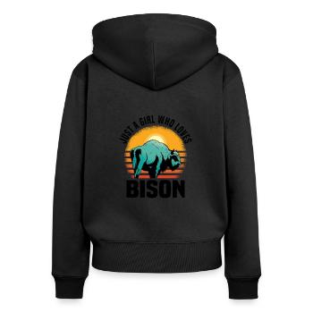 Buffle Bison Buffle Amérindien - Sweat à capuche zippé Premium bio Femme - noir - Dos - Julia (174cm)