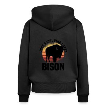 Buffle Bison Buffle Amérindien - Sweat à capuche zippé Premium bio Femme - noir - Dos - Julia (174cm)