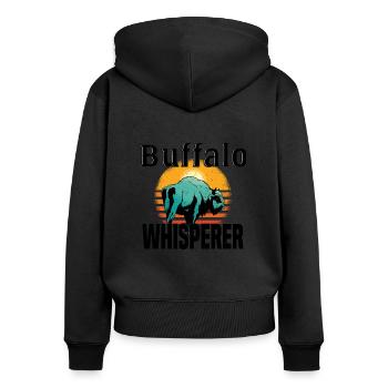 Buffle Bison Buffle Amérindien - Sweat à capuche zippé Premium bio Femme - noir - Dos - Julia (174cm)