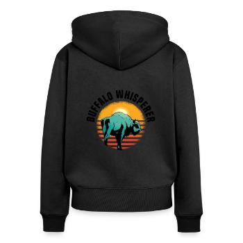 Buffle Bison Buffle Amérindien - Sweat à capuche zippé Premium bio Femme - noir - Dos - Julia (174cm)