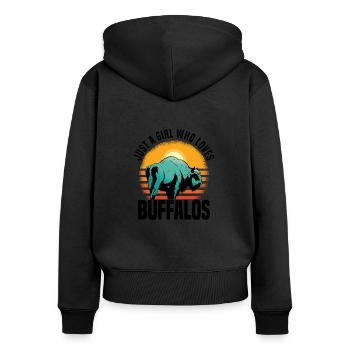 Büffel Bison Ochse Indianer Amerikanisch - Frauen Premium Bio Zip Hoodie - Schwarz - Hinten - Julia (174cm)