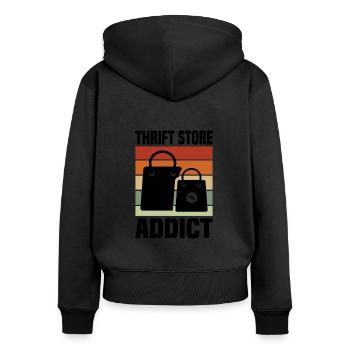 Magasin d’occasion Eco Hipster d’occasion - Sweat à capuche zippé Premium bio Femme - noir - Dos - Julia (174cm)