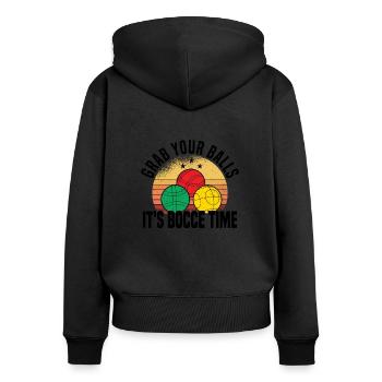 Boccia Petanque Boule Boccia Player Lyonnais - Women's Premium Organic Zip Hoodie - black - Back - Julia (174cm)