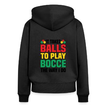 Boccia Petanque Boule Bocciaspieler Lyonnais - Frauen Premium Bio Zip Hoodie - Schwarz - Hinten - Julia (174cm)