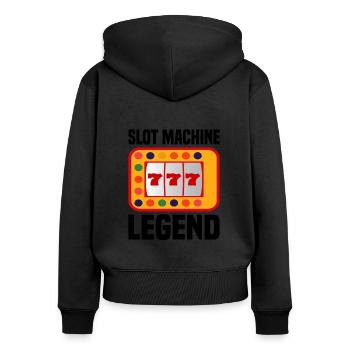 Casino Gambling Slot Machine à sous Jeu de cartes - Sweat à capuche zippé Premium bio Femme - noir - Dos - Julia (174cm)